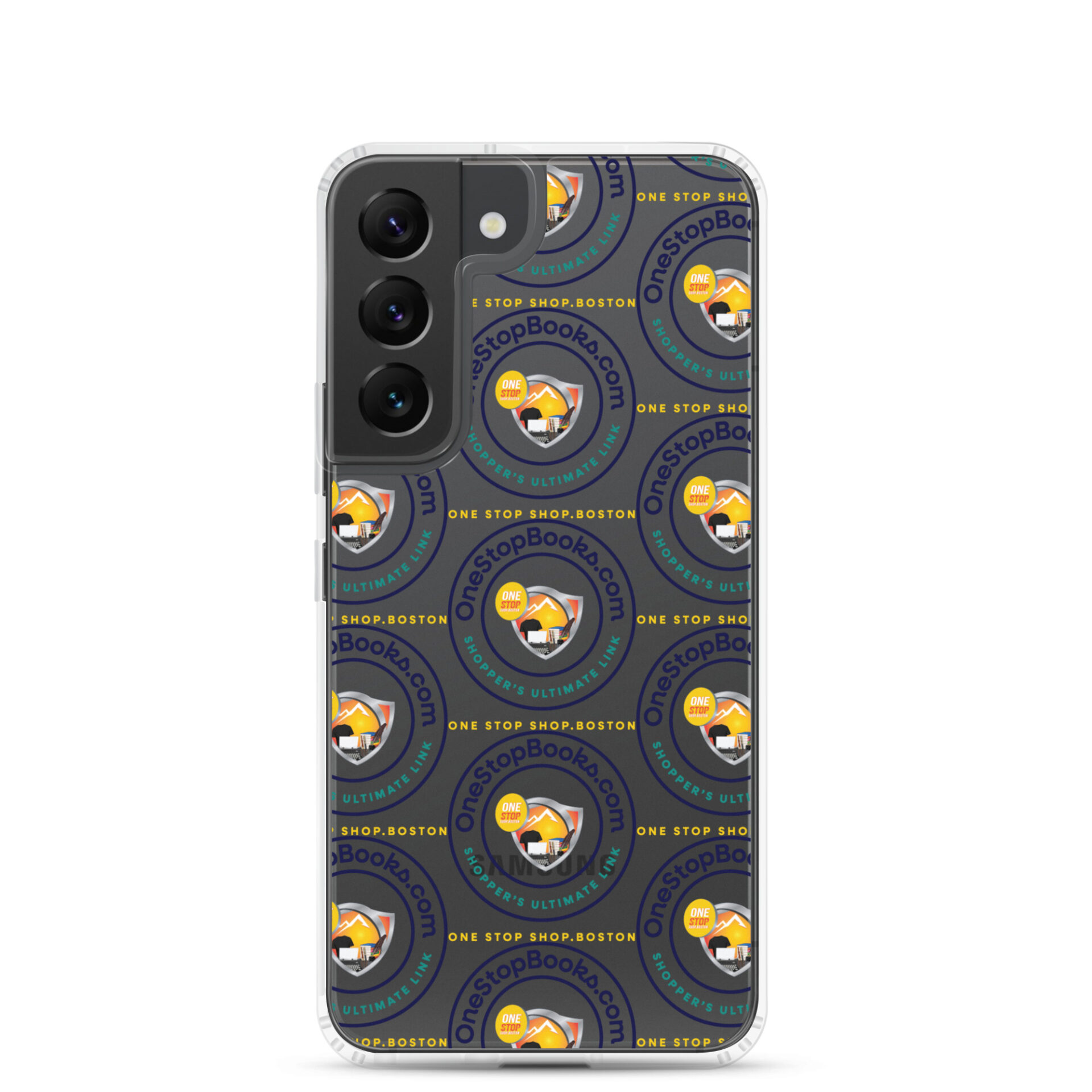 Phone case with OneStopBooks.com design.